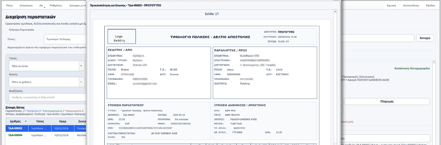 Business document preview using demo data